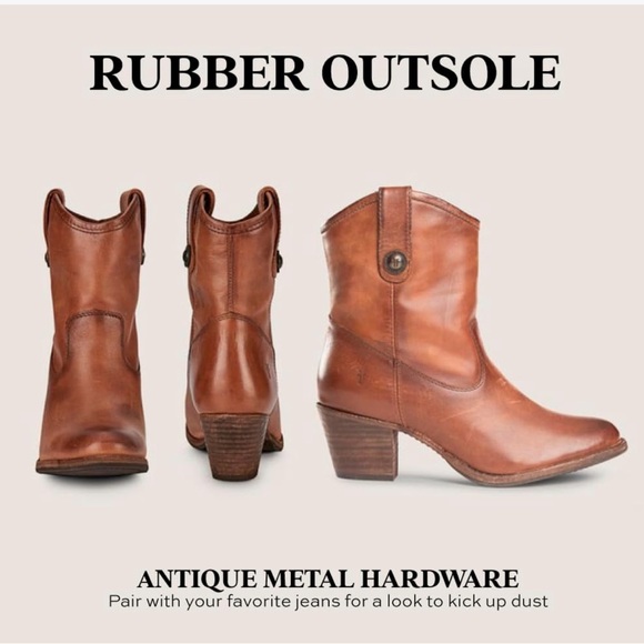 Frye Jackie Button Short Leather Western Mid Boots - Picture 5 of 16